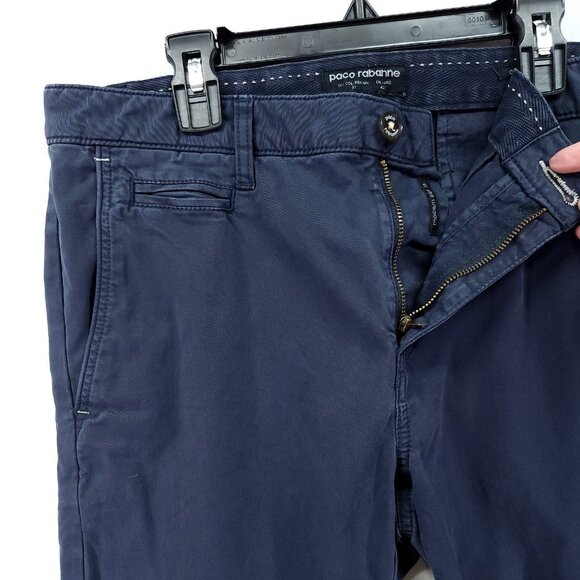 Paco Rabanne Comfort Cotton Pants Size 32X32 Mens Comfort Chinos Blue - Picture 9 of 14